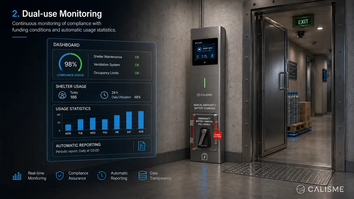 Dual-use monitoring — compliance dashboard and usage statistics