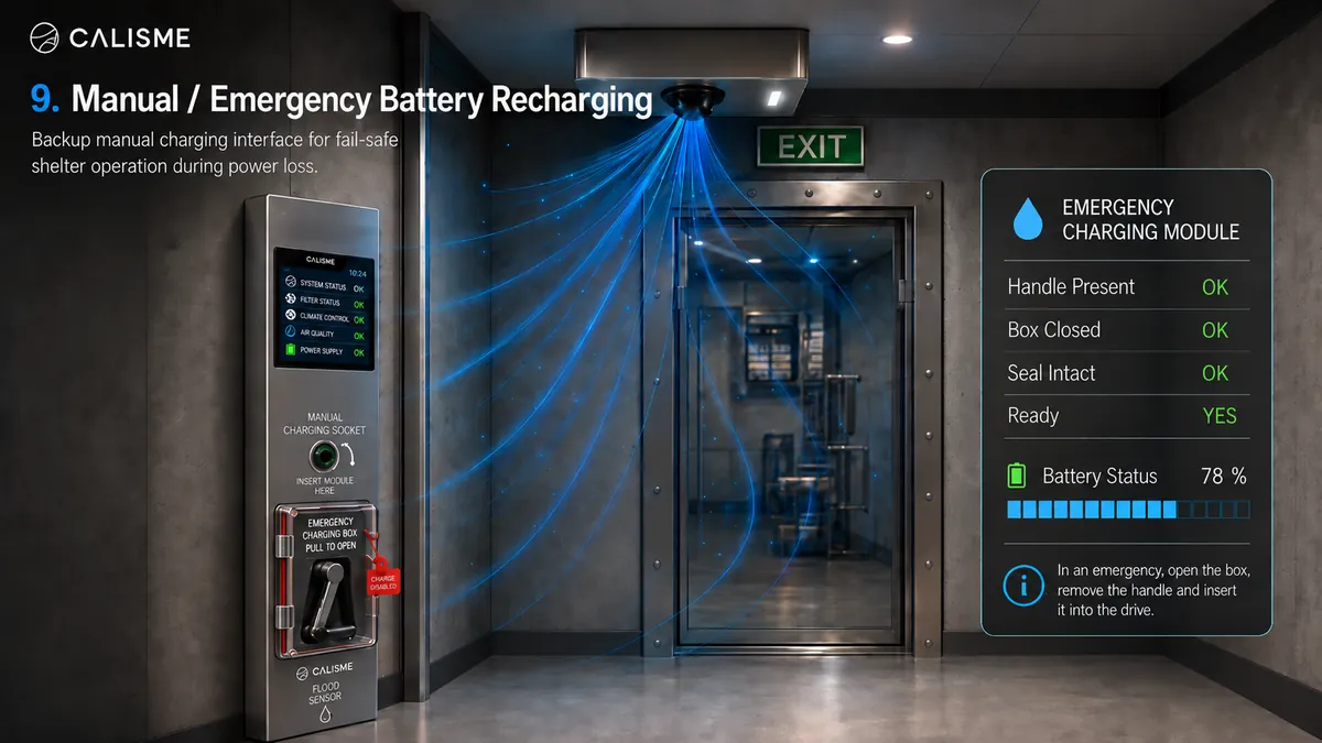 Manual emergency battery recharging during power loss